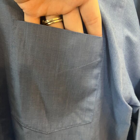 Stafford Blue Mens Button Down Shirt Wrinkle-Free Size 16 32/33 - Picture 5 of 6